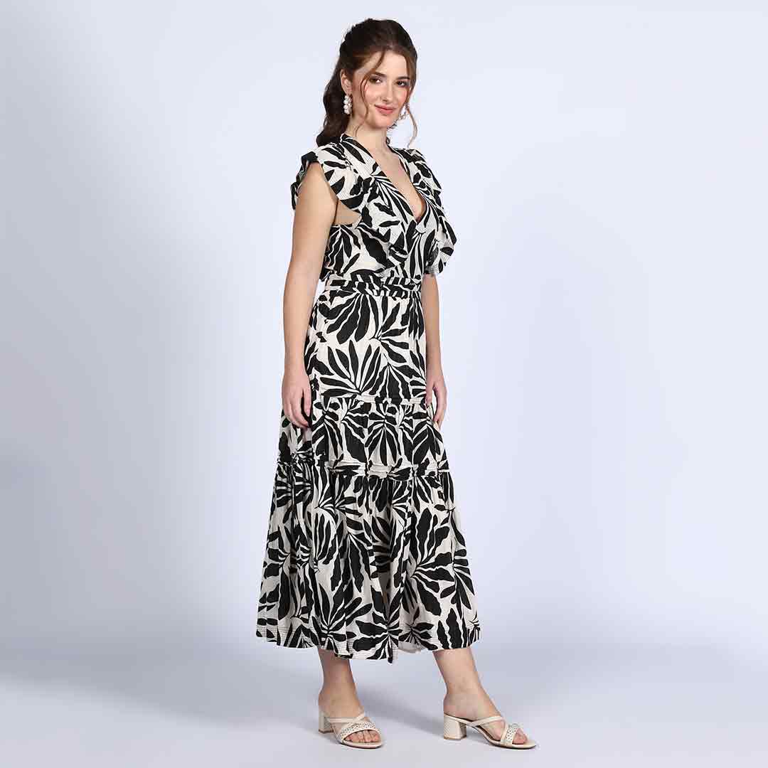 Saint Womens Ivory Printed Lurex Maxi Dress - Image 6