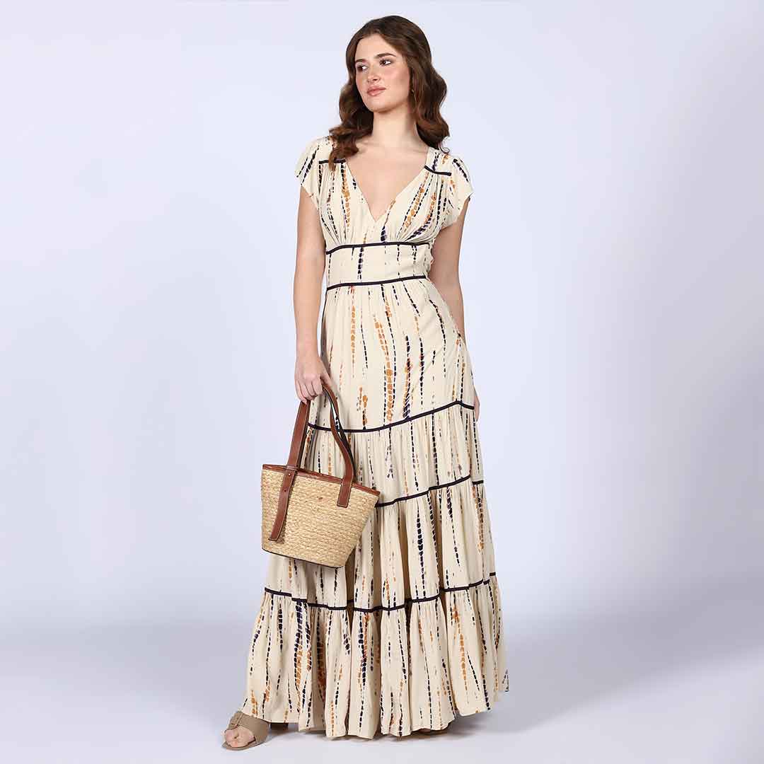 Saint Womens Ivory Tiered Viscose Maxi Dress - Image 2