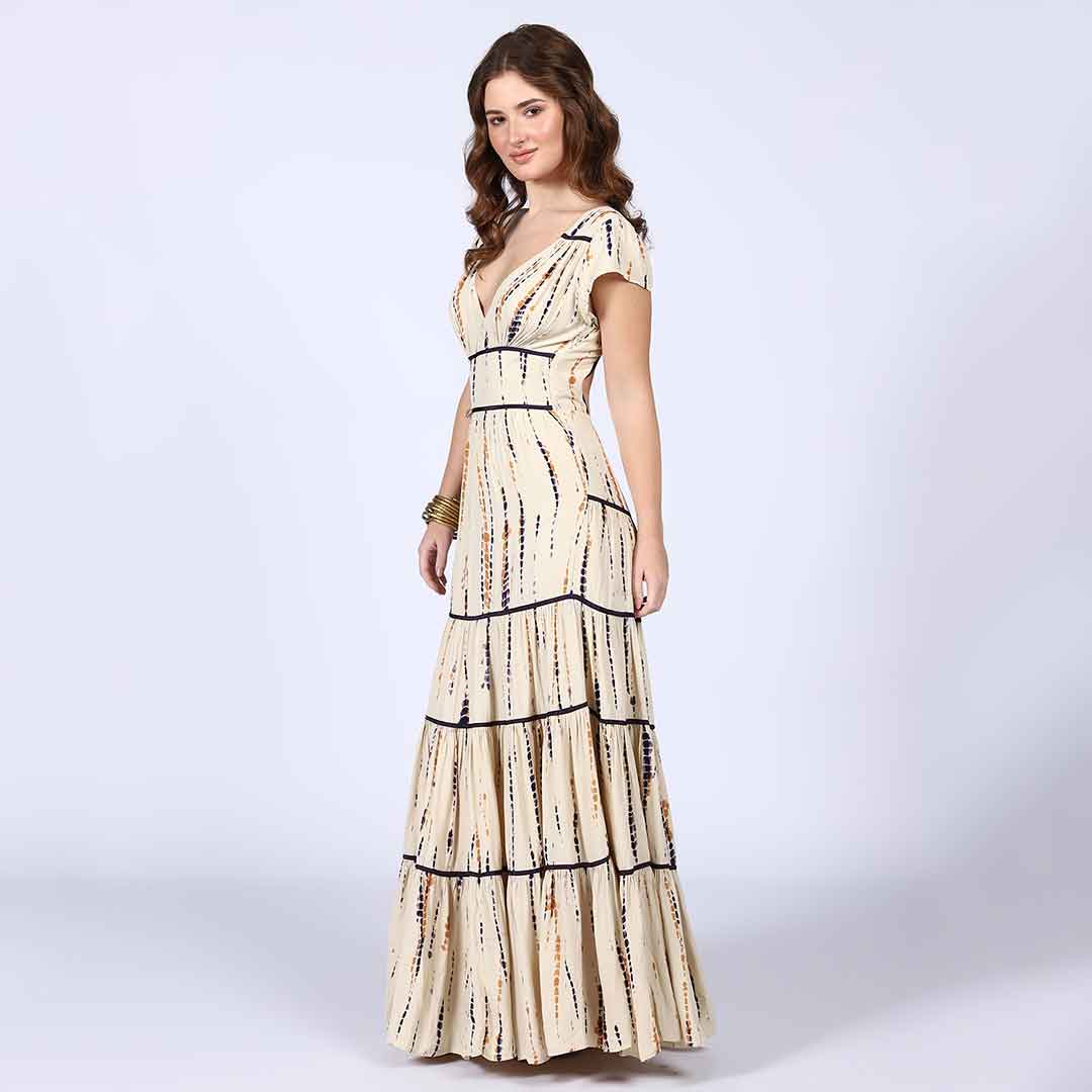 Saint Womens Ivory Tiered Viscose Maxi Dress - Image 3