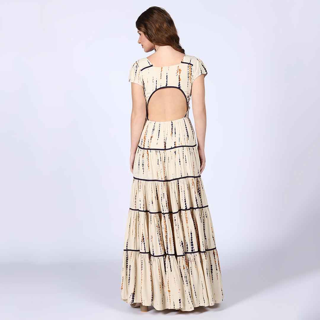 Saint Womens Ivory Tiered Viscose Maxi Dress - Image 4