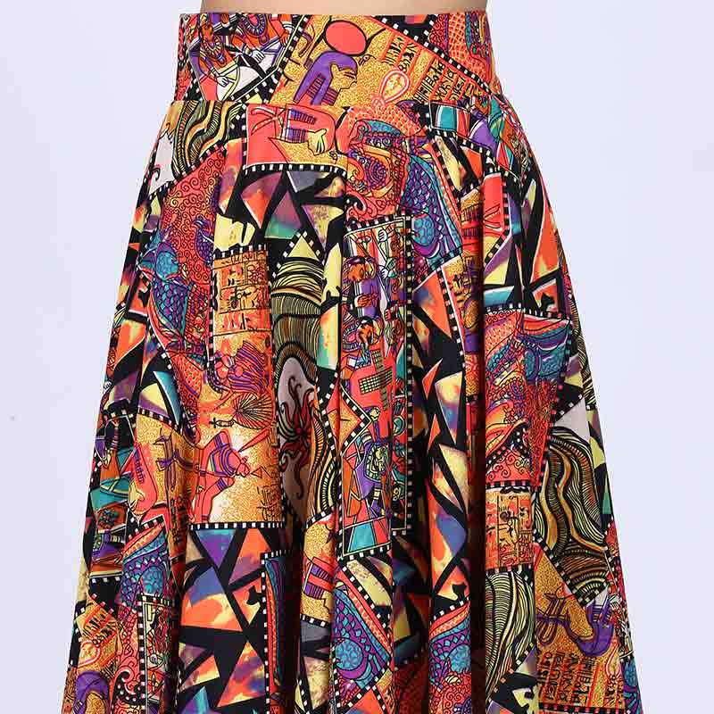 Saint Womens Multi Cotton Printed Pleated Skirt - Image 5