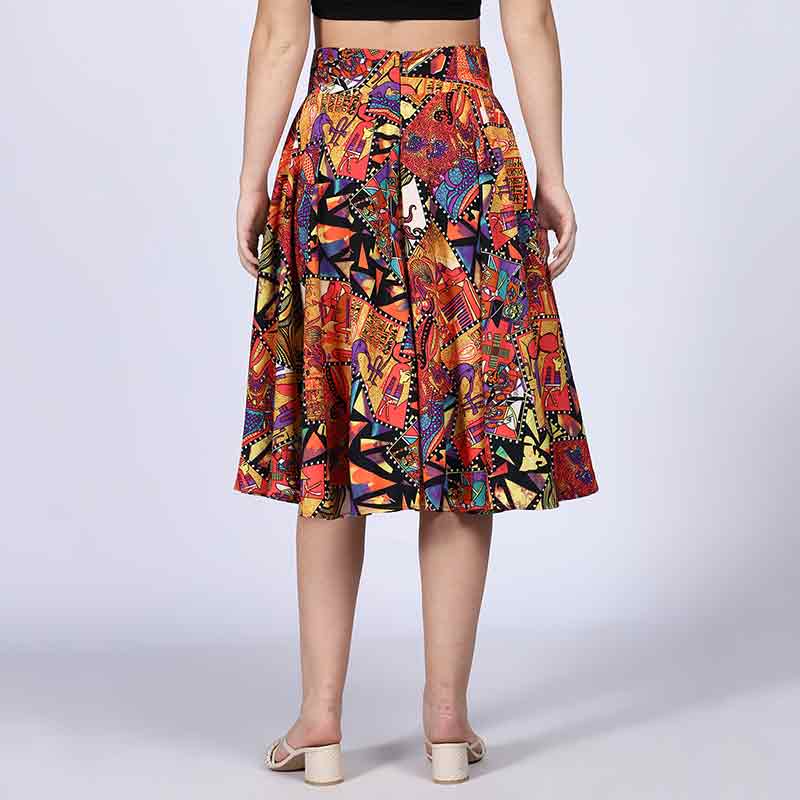 Saint Womens Multi Cotton Printed Pleated Skirt - Image 6