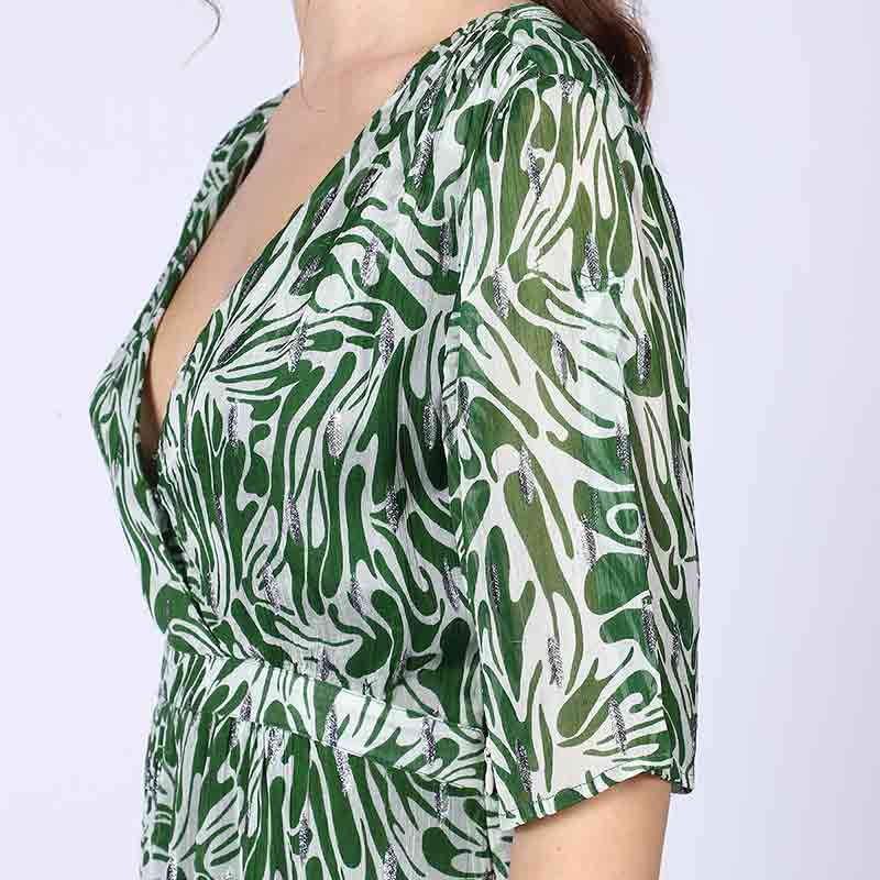 Saint Womens Green Abstract Print Viscose Mini Dress - Image 7