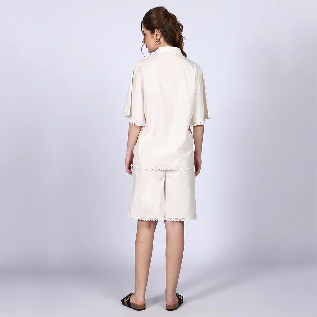 Saint Womens Ivory Cotton Poplin Co-ord Set - Image 3