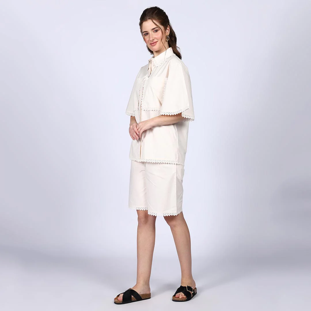 Saint Womens Ivory Cotton Poplin Co-ord Set - Image 4
