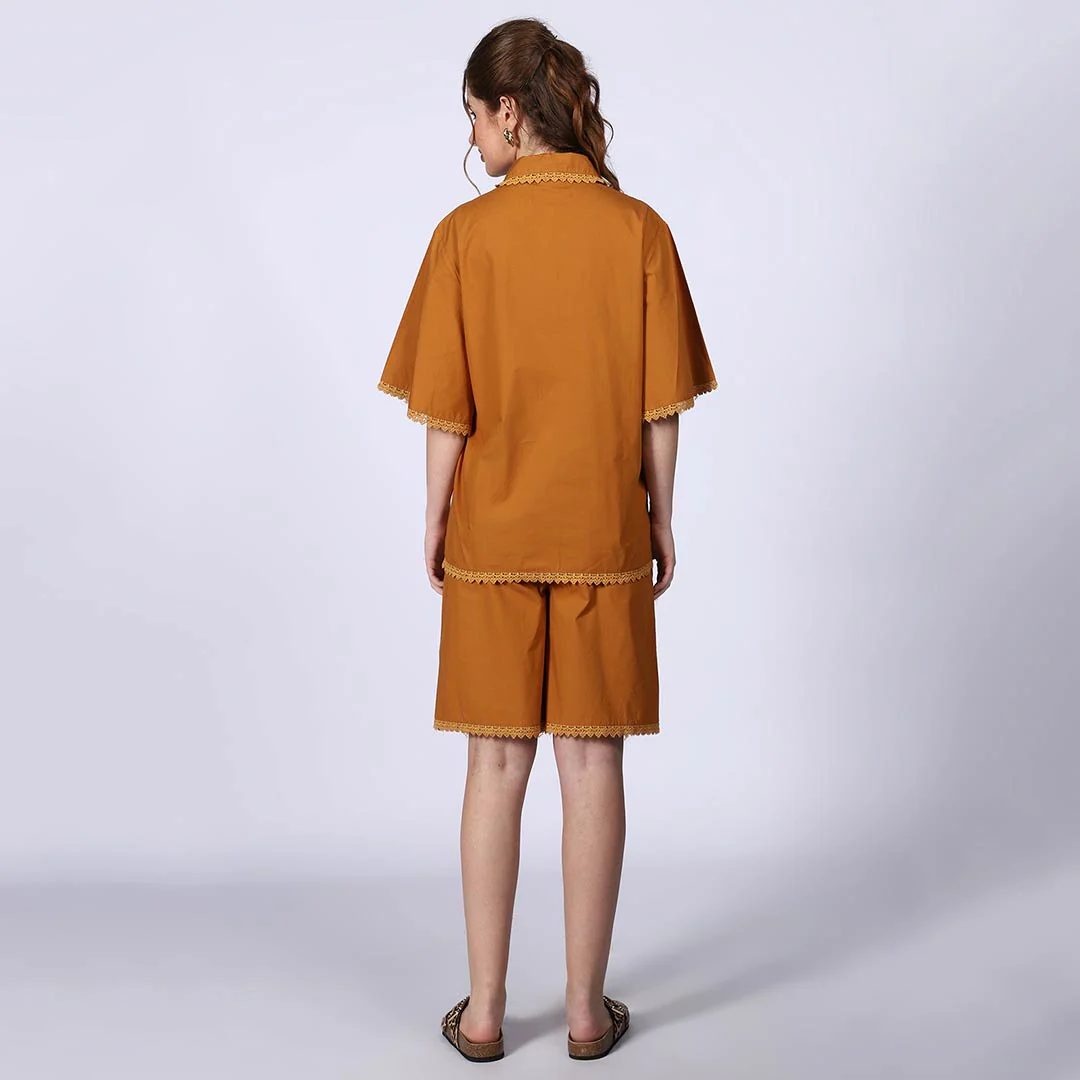 Saint Womens Mustard Cotton Poplin Co-ord Set - Image 3