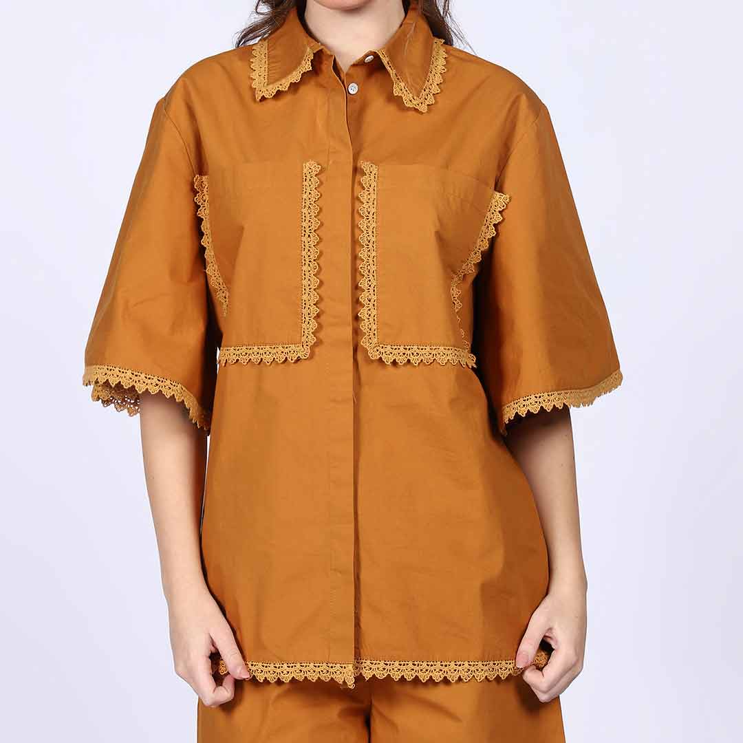 Saint Womens Mustard Cotton Poplin Co-ord Set - Image 5
