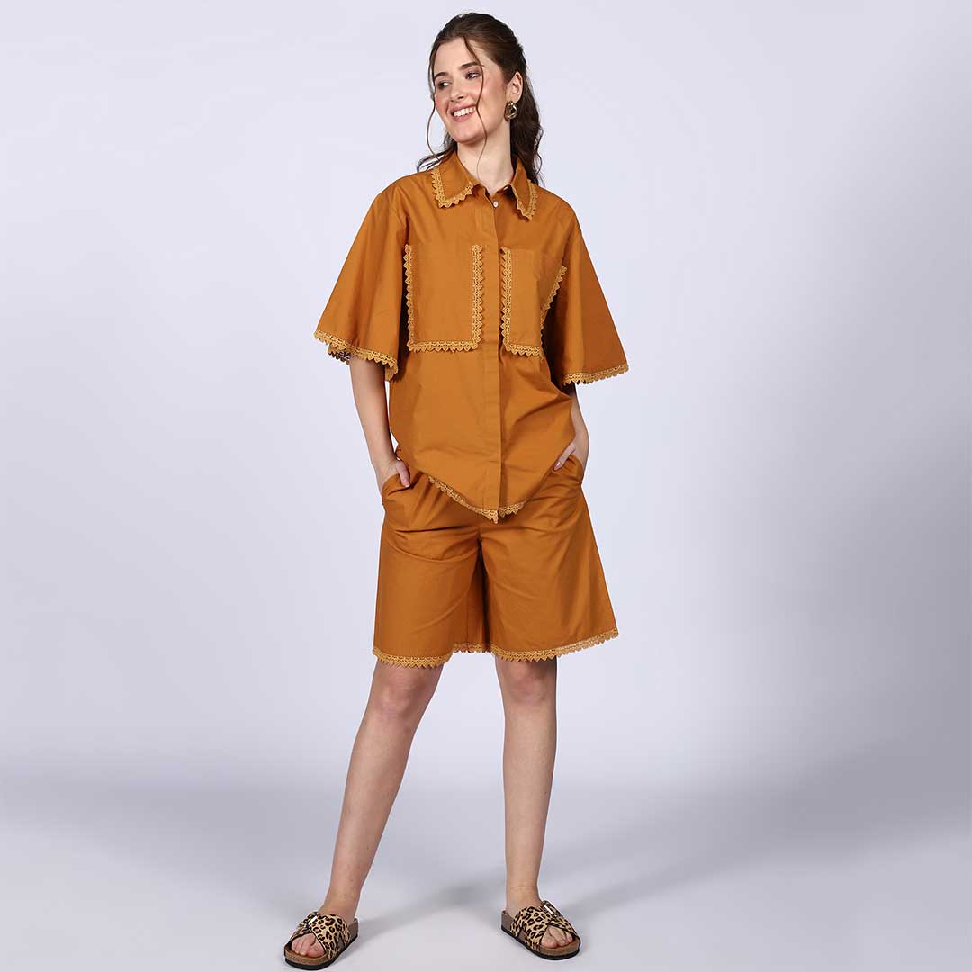 Saint Womens Mustard Cotton Poplin Co-ord Set - Image 6