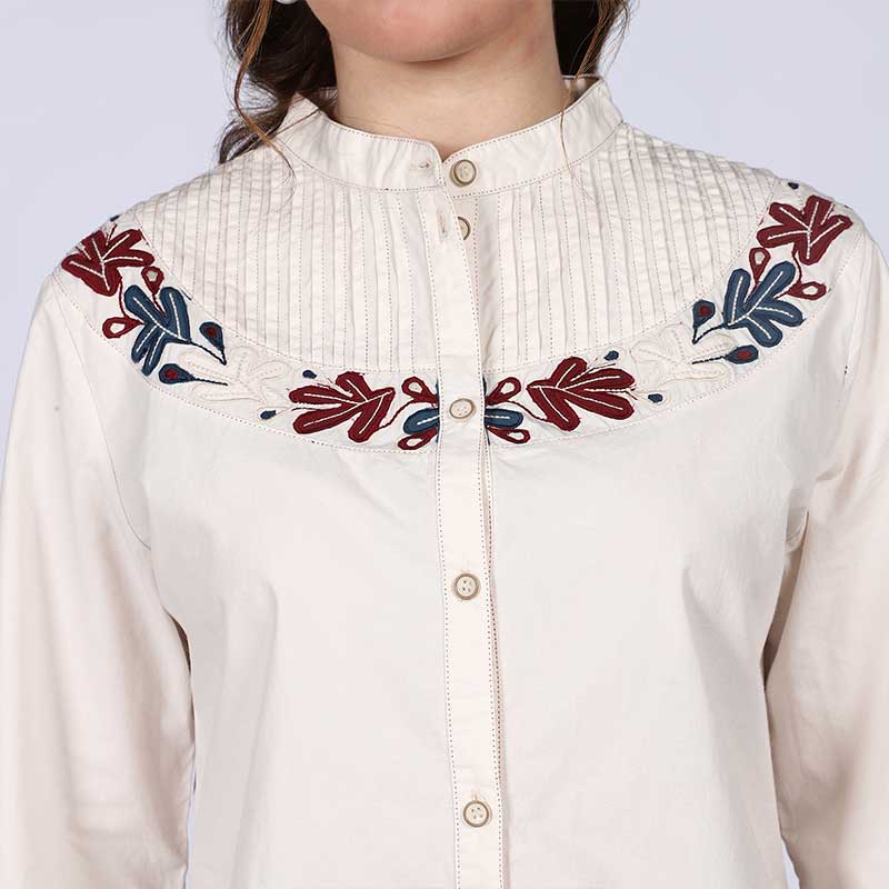 Saint Womens Off-White Cotton Poplin Stripe Top - Image 5