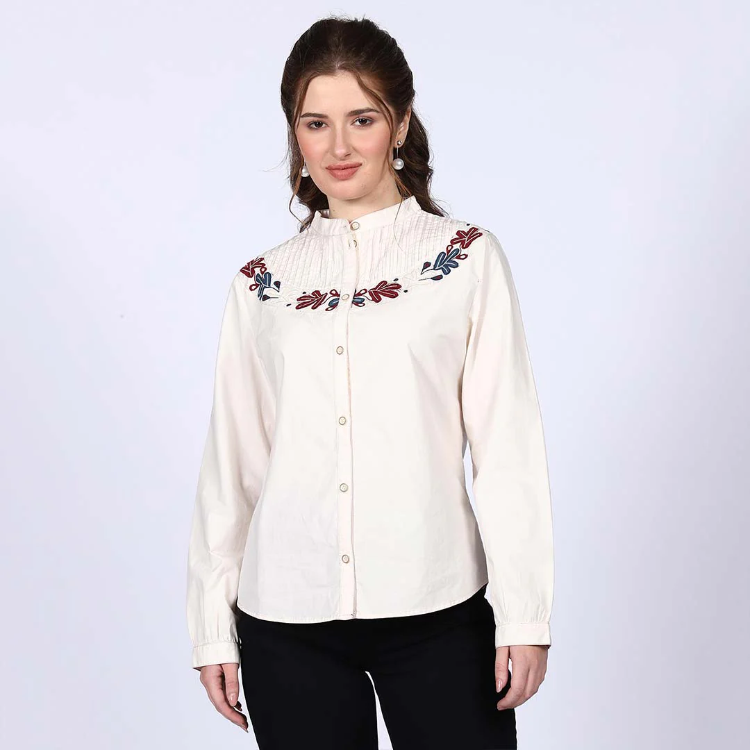 Saint Womens Off-White Cotton Poplin Stripe Top - Image 6