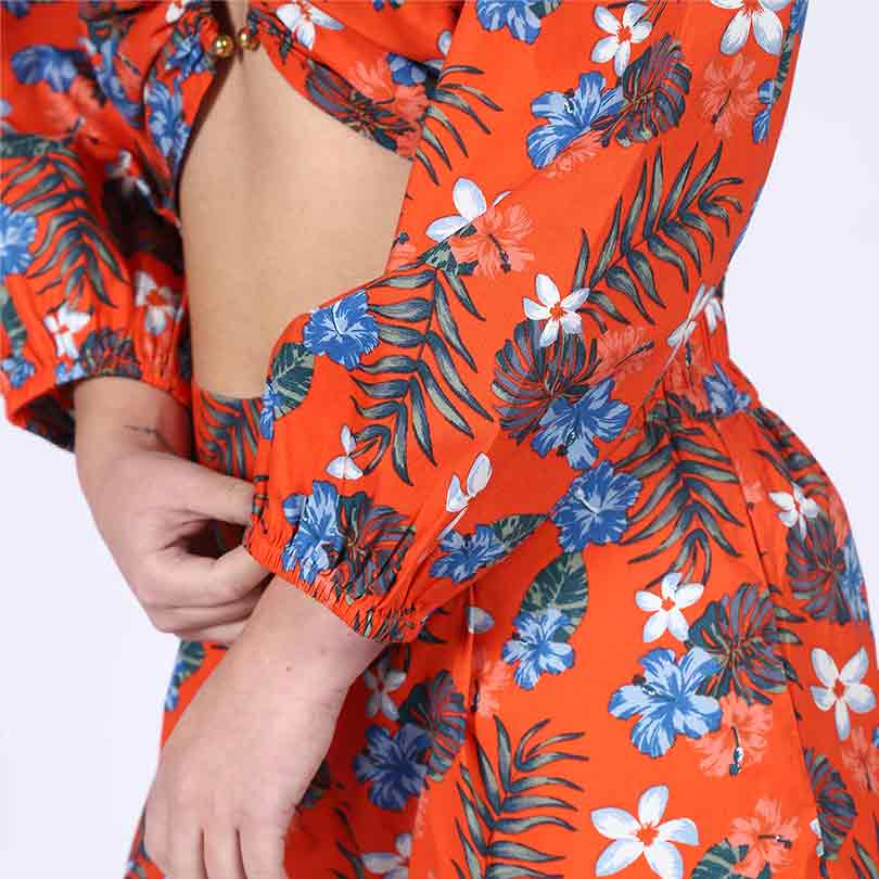 Saint Womens Orange Floral Cotton Poplin Co-ord Set - Image 8