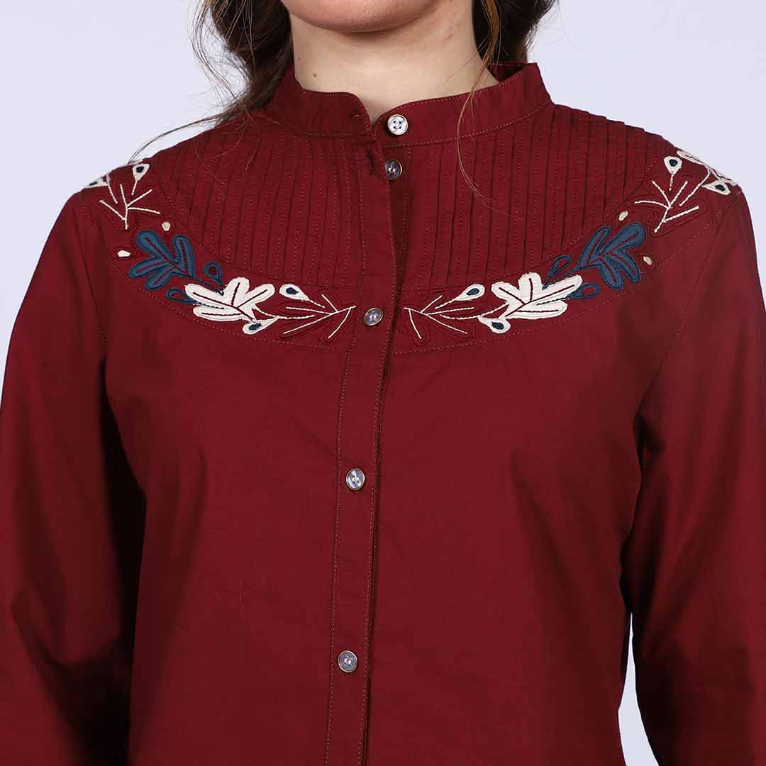 Saint Womens Red Cotton Poplin Stripe Top - Image 6
