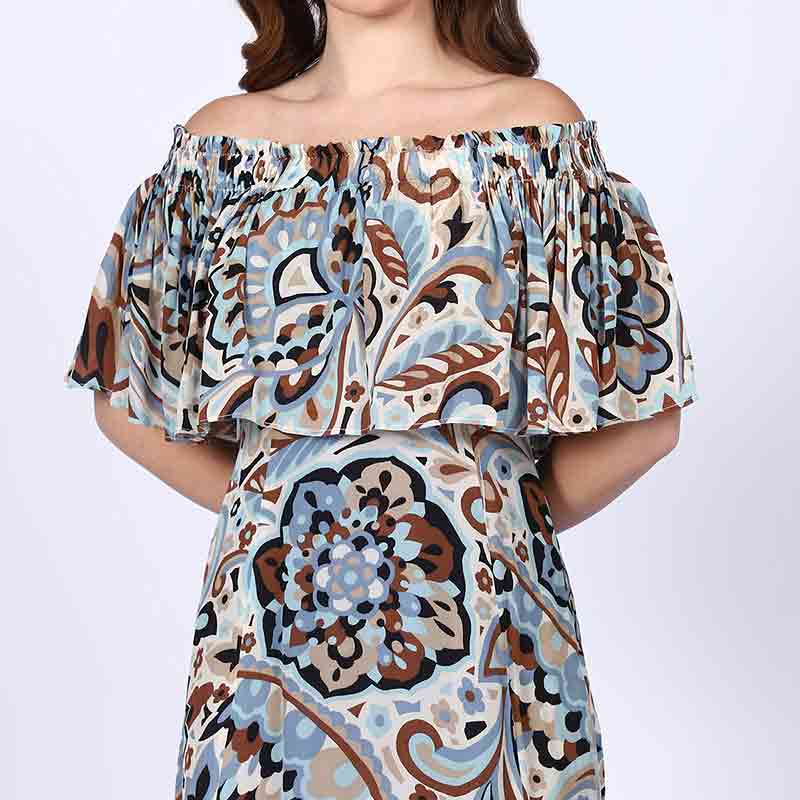 Saint Womens Sky Blue off- Shoulder Midi Dress - Image 5