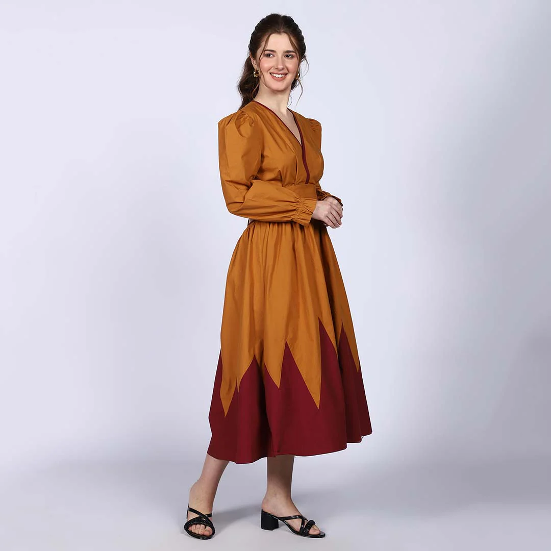 Saint Womens V-Neck Yellow Cotton Poplin Maxi Dress - Image 3