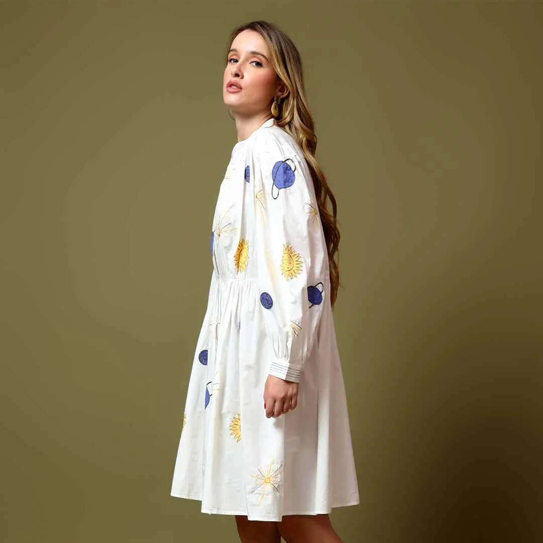 Saint Womens White Applique Cotton Short Dress - Image 2