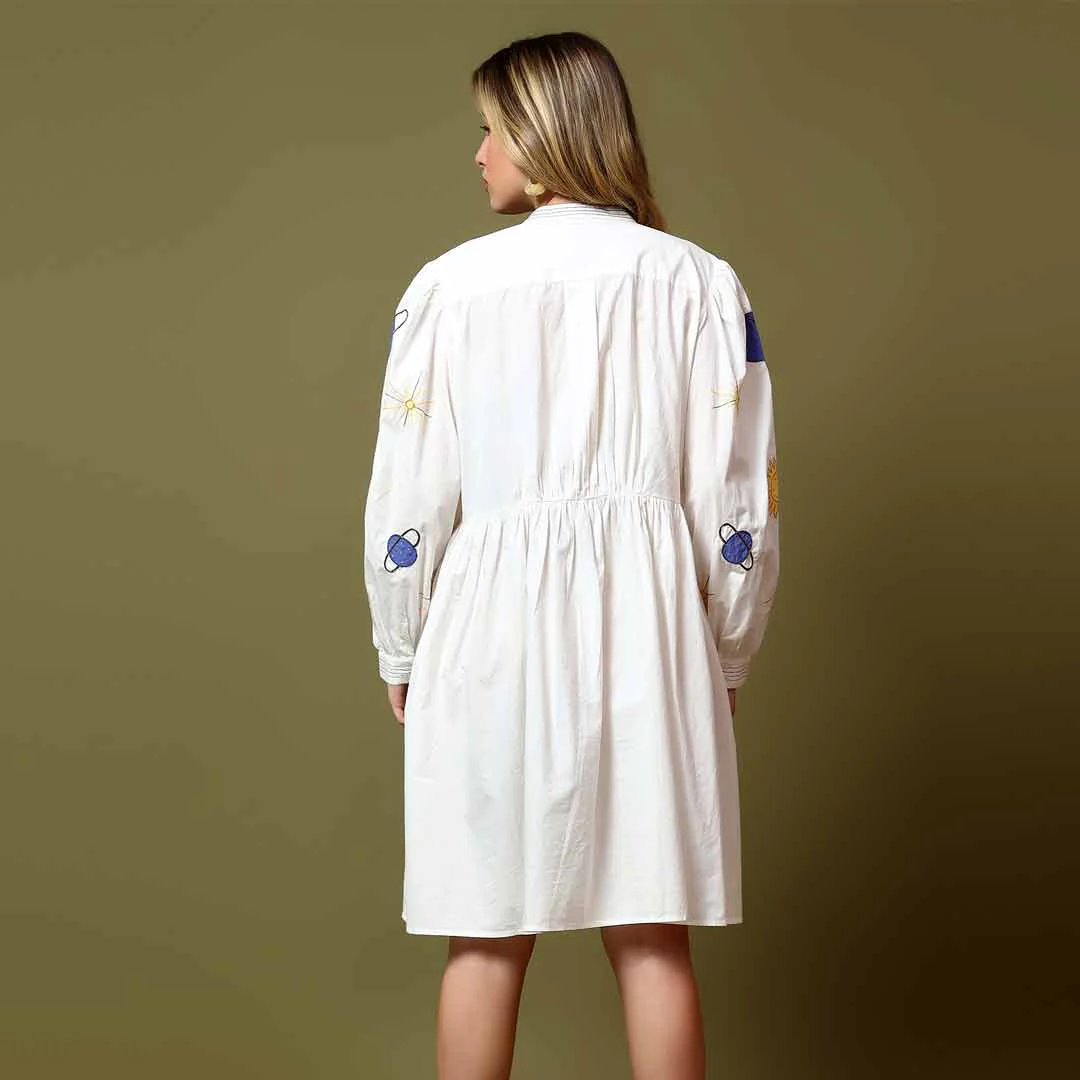 Saint Womens White Applique Cotton Short Dress - Image 4