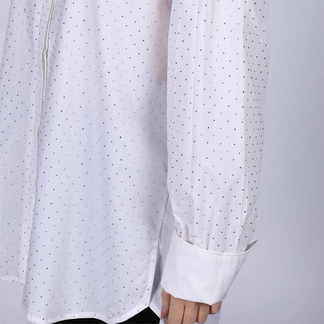 Saint Womens White Crystal Embellished Cotton Shirt - Image 6