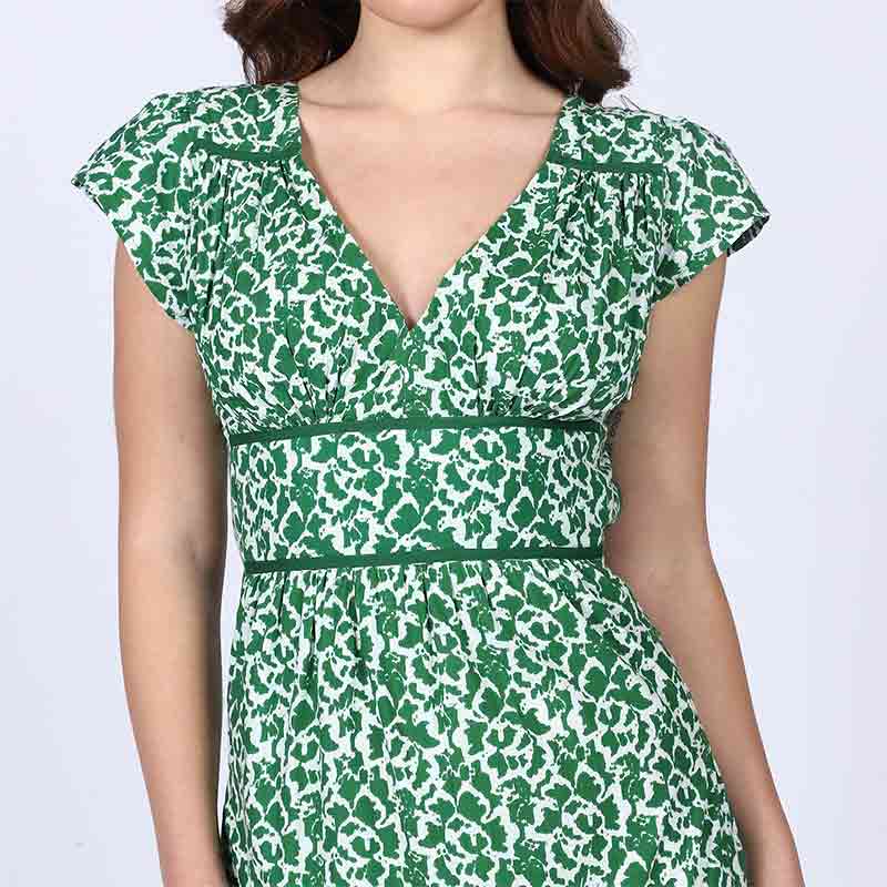 Saint Womens Green Tiered Cotton Voil Maxi Dress - Image 6