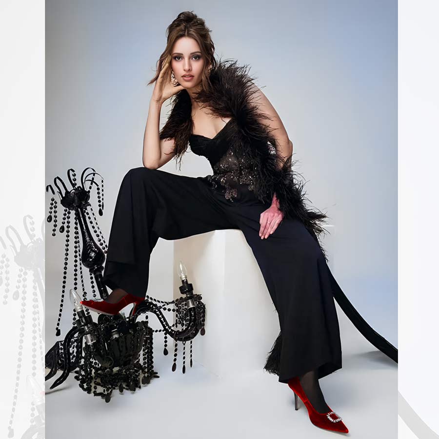 Saint Wren Crystal Buckle Maroon High Heel Pumps - Image 2