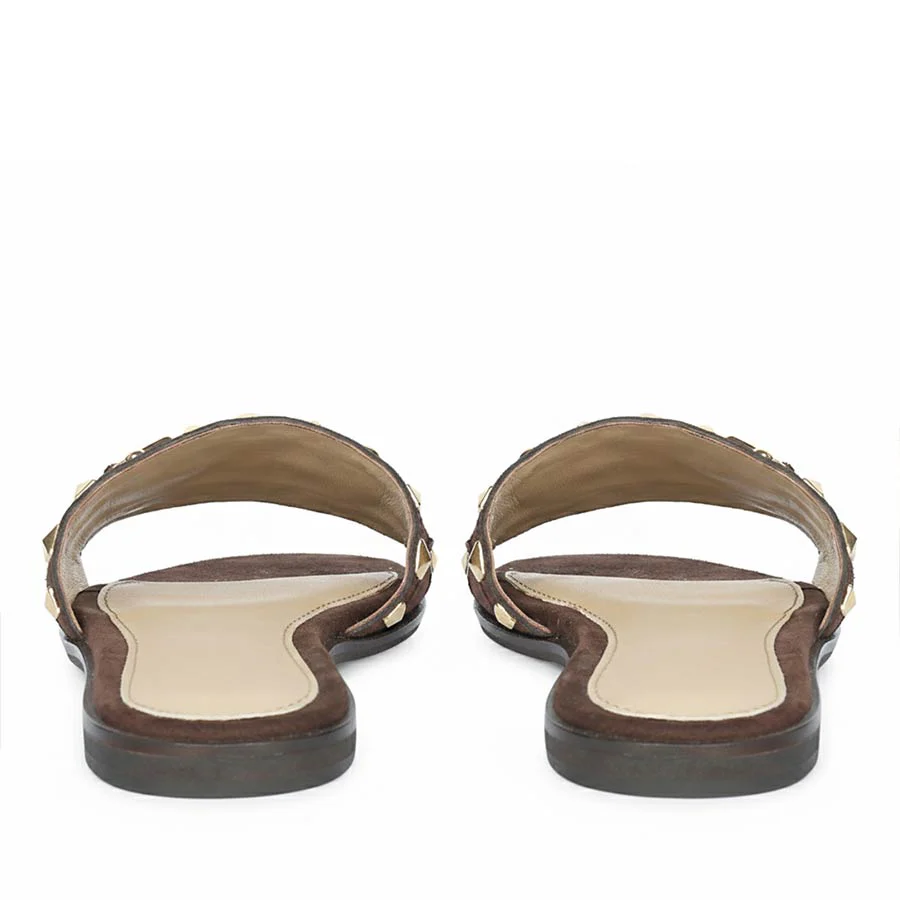 Saint Wrenley Studded Brown Suede Leather Slides - Image 6