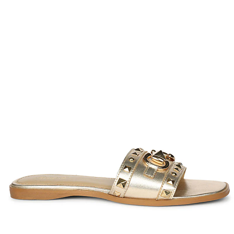 Saint Wrenley Studded Platin Suede Leather Slides