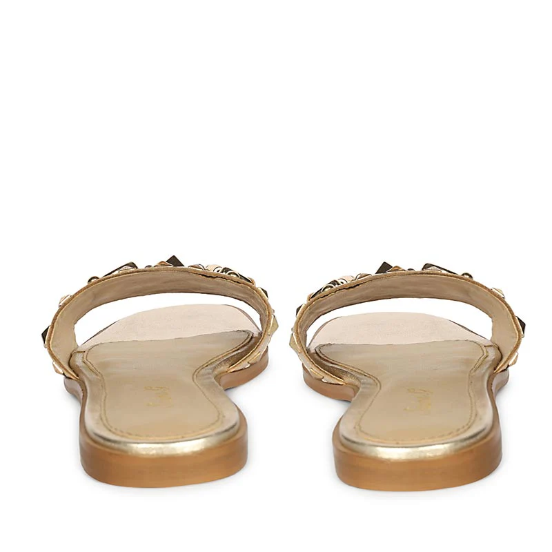 Saint Wrenley Studded Platin Suede Leather Slides - Image 5
