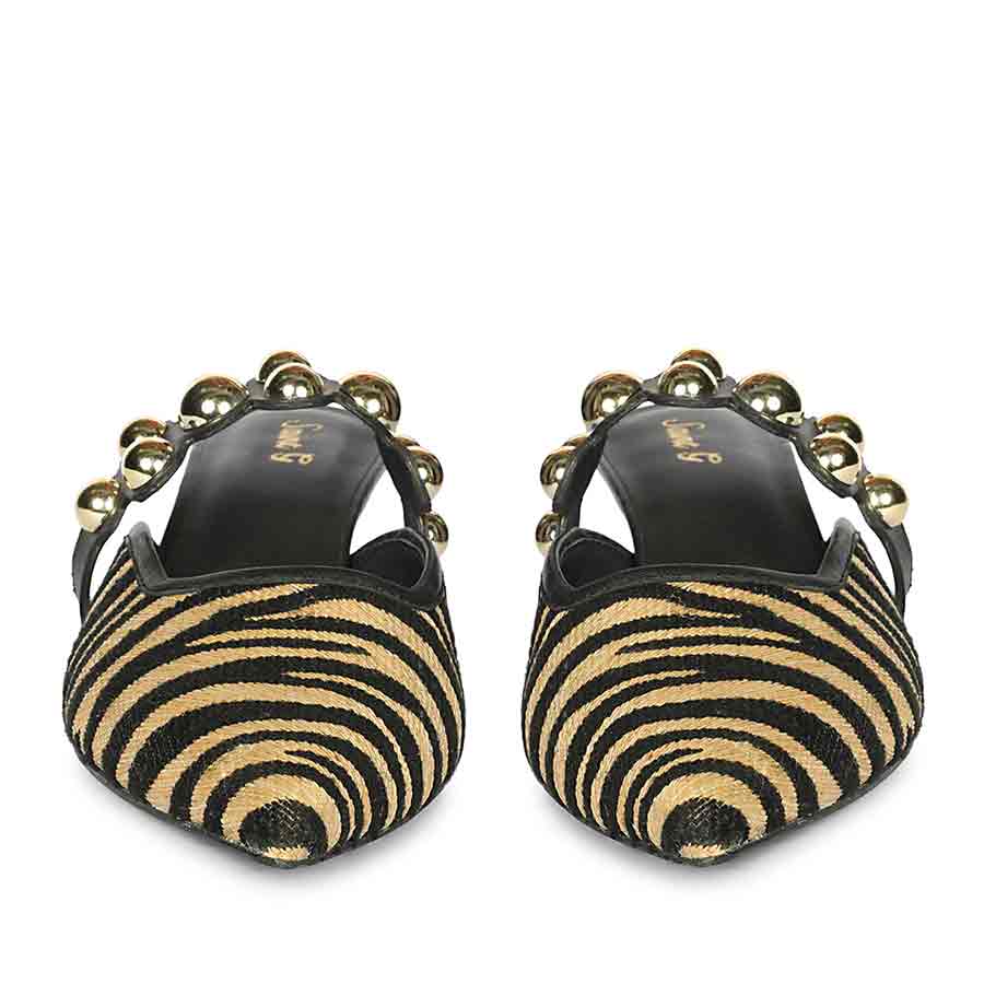 Saint Xenia Zebra Studded Black Leather Pointed Heels - Image 4