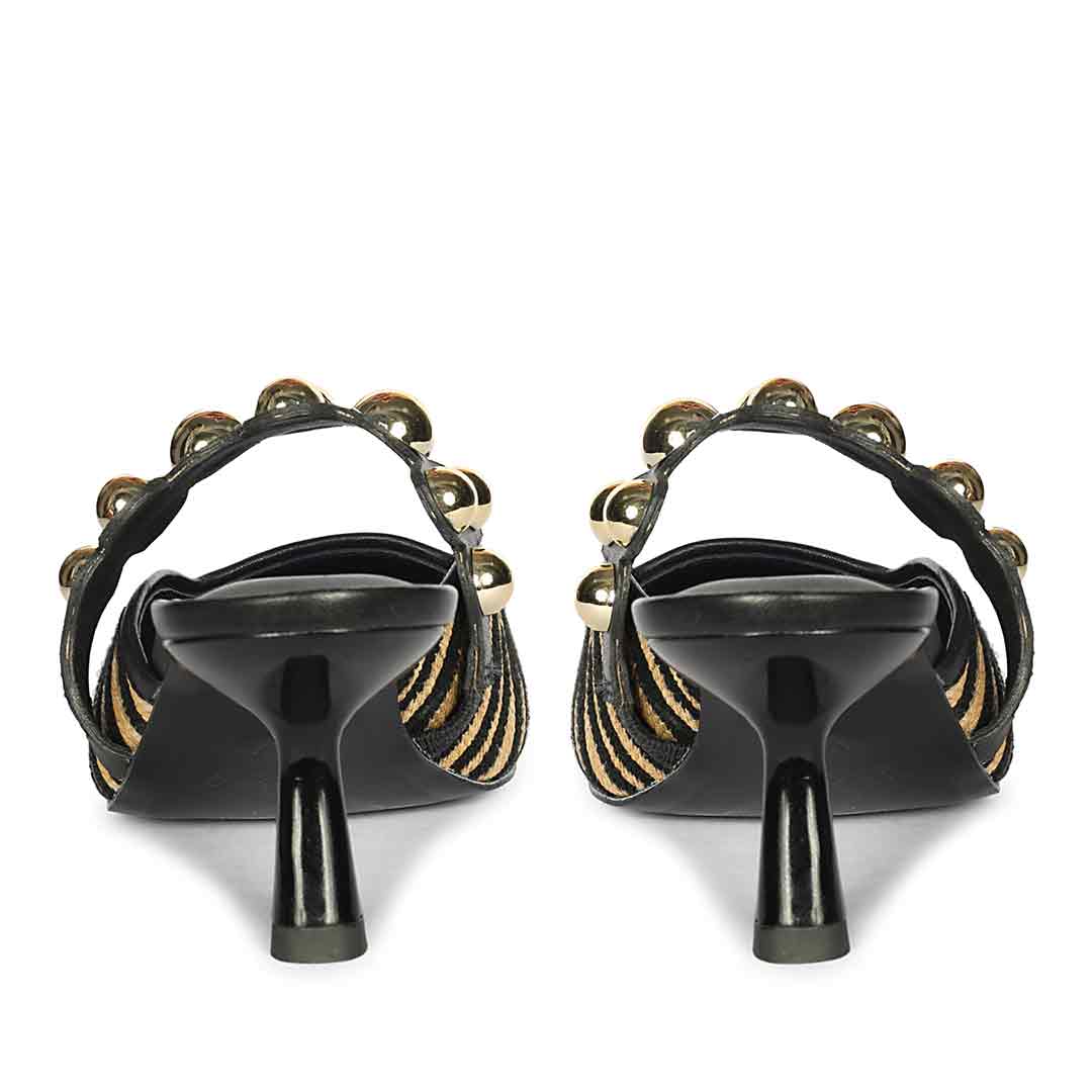 Saint Xenia Zebra Studded Black Leather Pointed Heels - Image 5