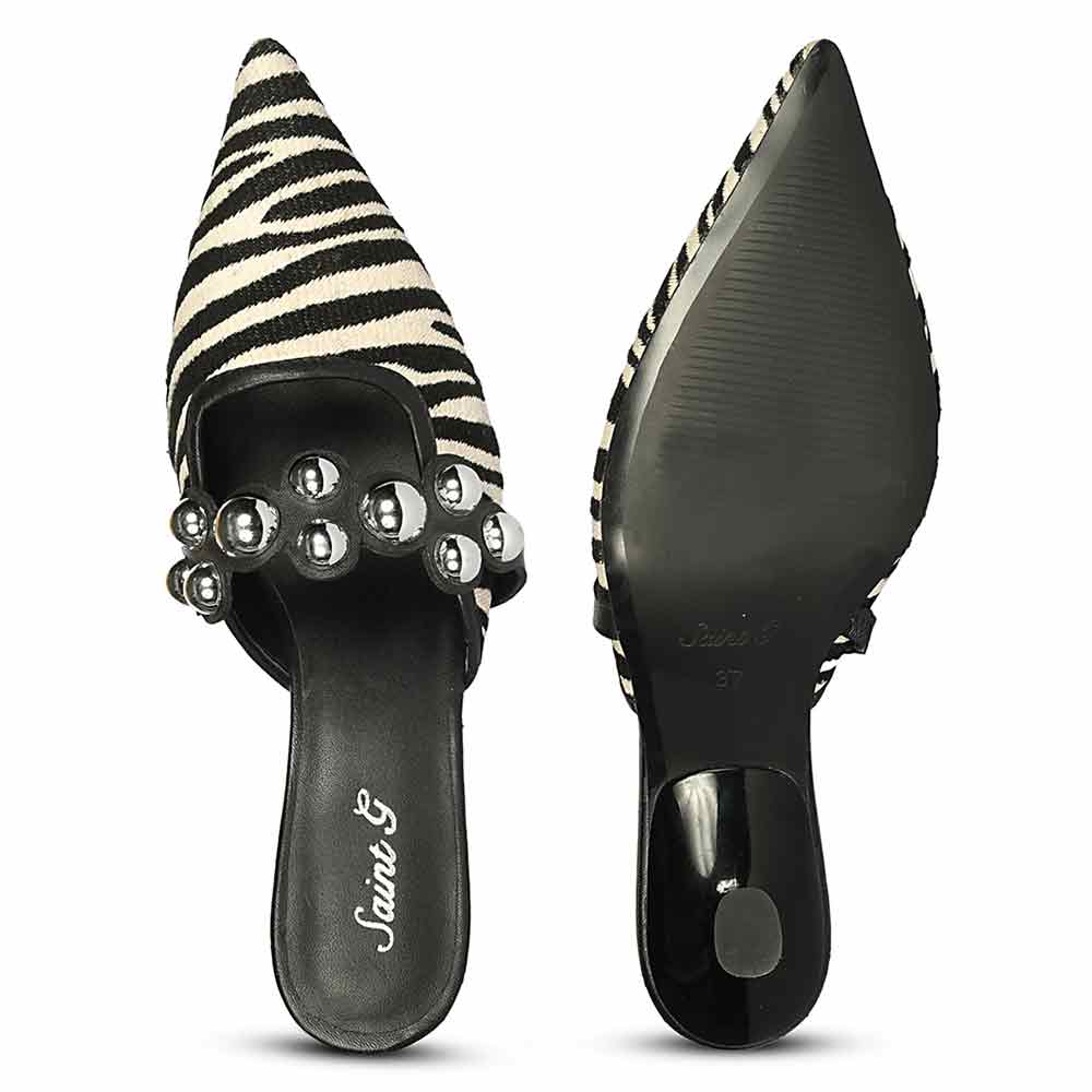 Saint Xenia Zebra Studded Strap Leather Pointed Heels - Image 7