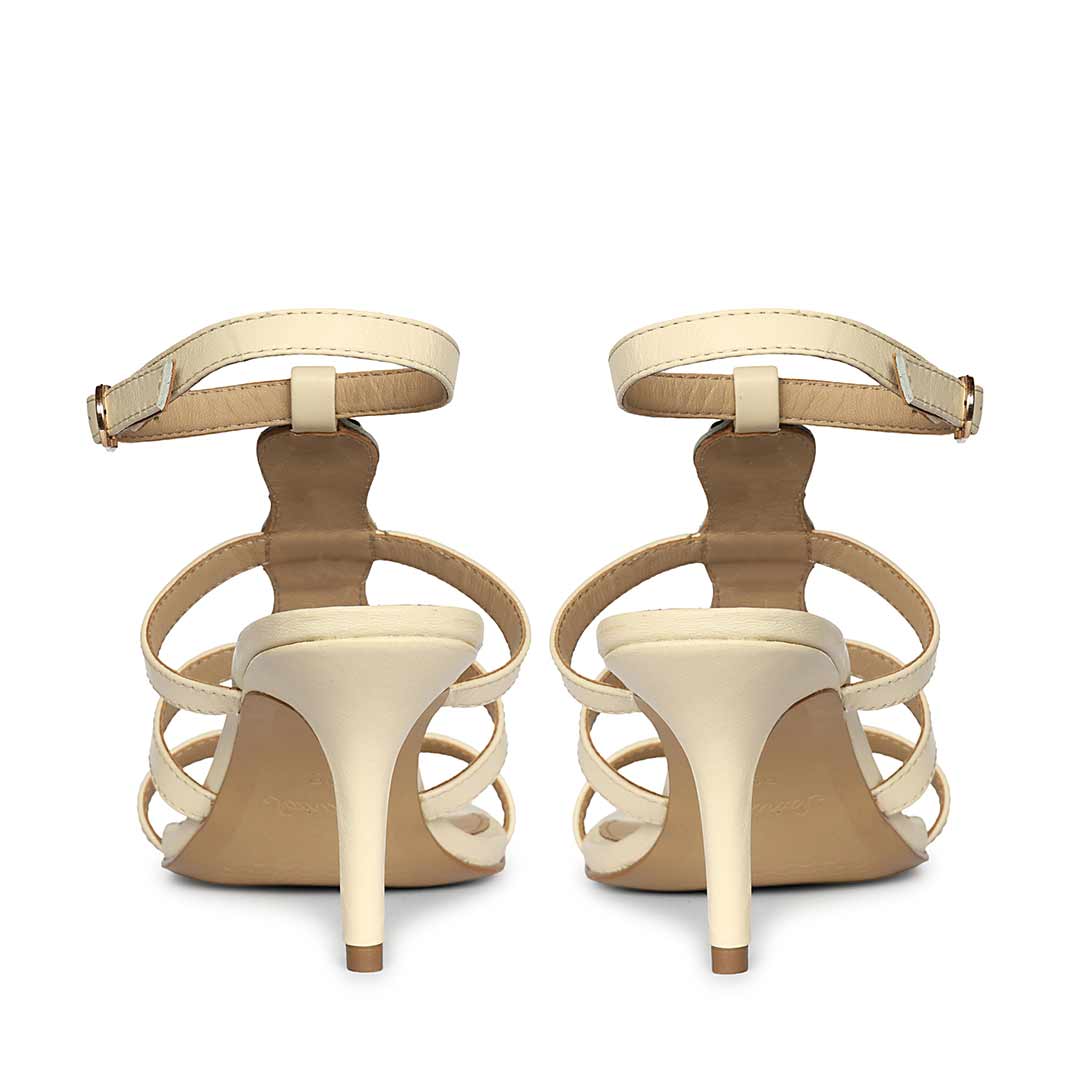Saint Xiomara Gem T-Strap Off White Leather Stilettos - Image 5