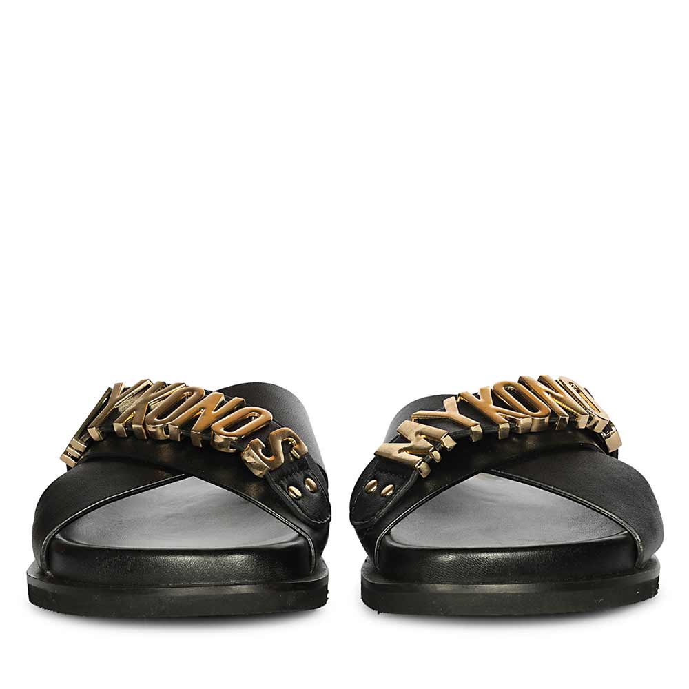 Saint Yorien Black Leather Footbed Sandals - Image 5