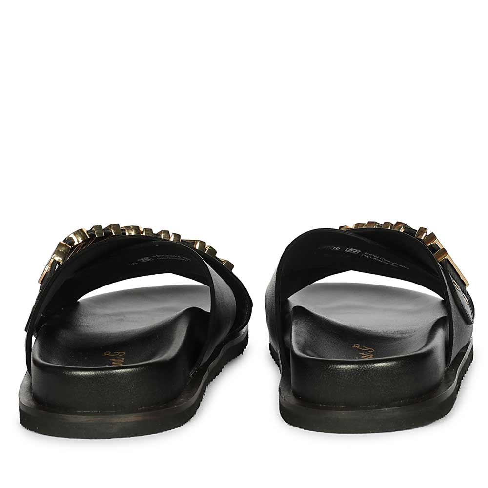 Saint Yorien Black Leather Footbed Sandals - Image 6