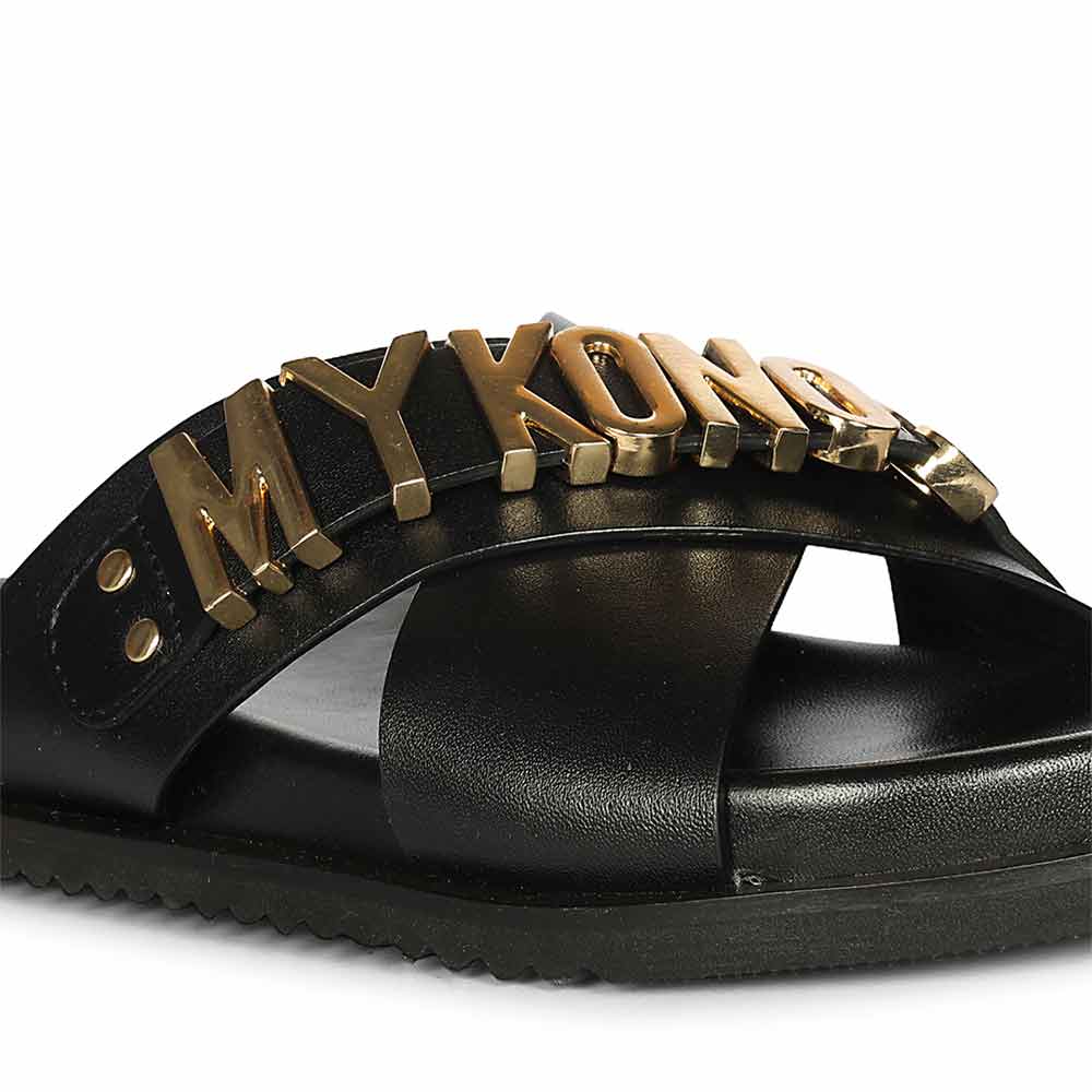 Saint Yorien Black Leather Footbed Sandals - Image 8