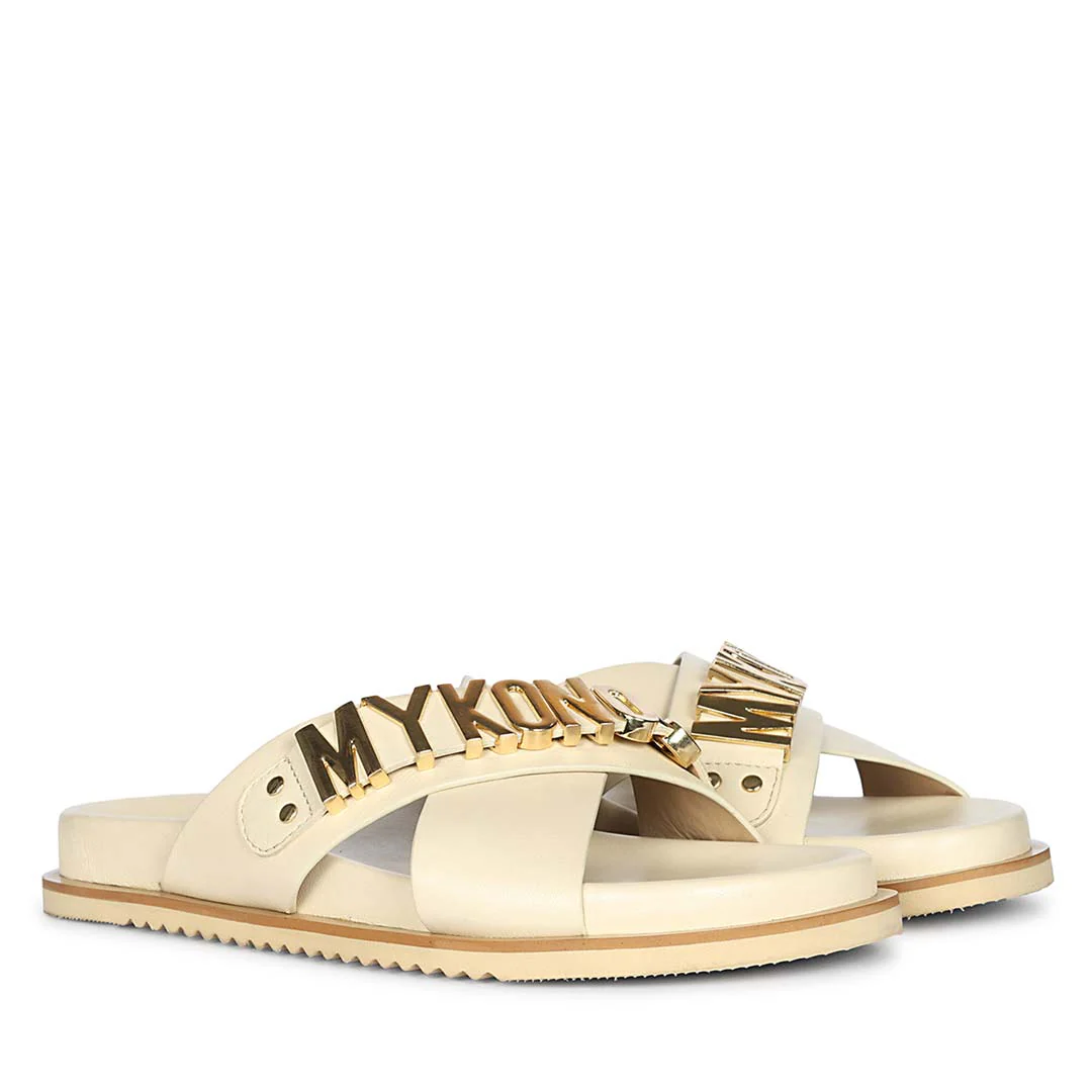 Saint Yorien Off White Leather Footbed Sandals - Image 3