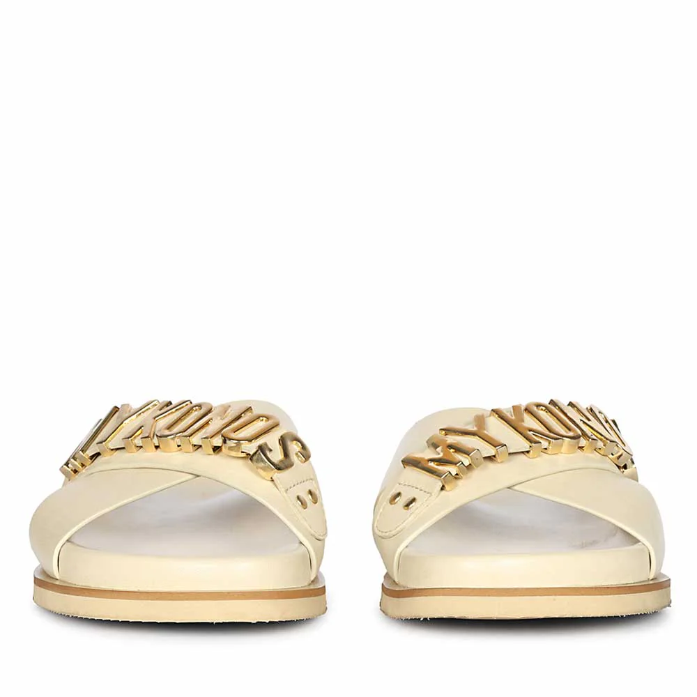 Saint Yorien Off White Leather Footbed Sandals - Image 5