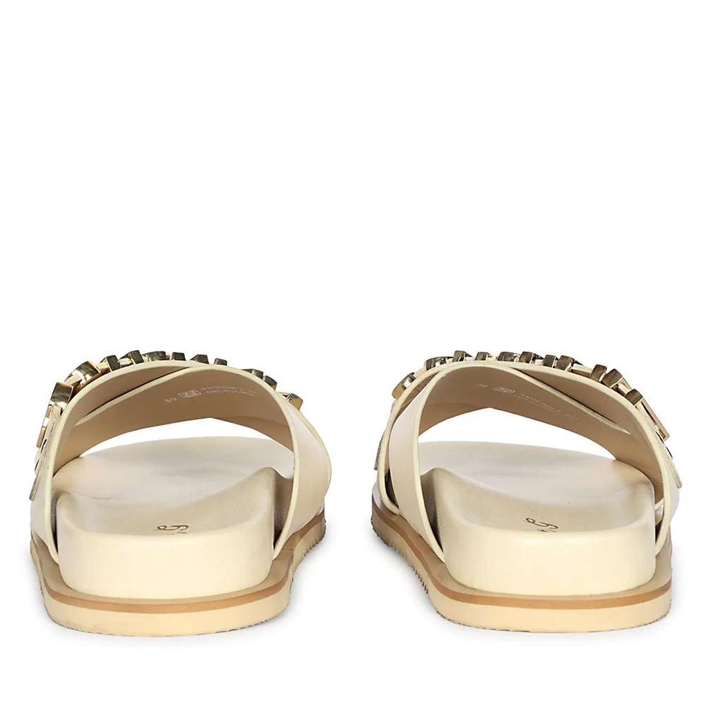 Saint Yorien Off White Leather Footbed Sandals - Image 6