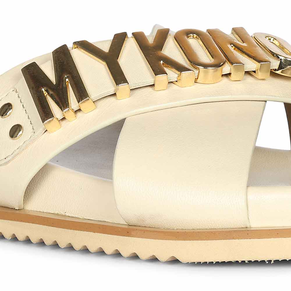 Saint Yorien Off White Leather Footbed Sandals - Image 8