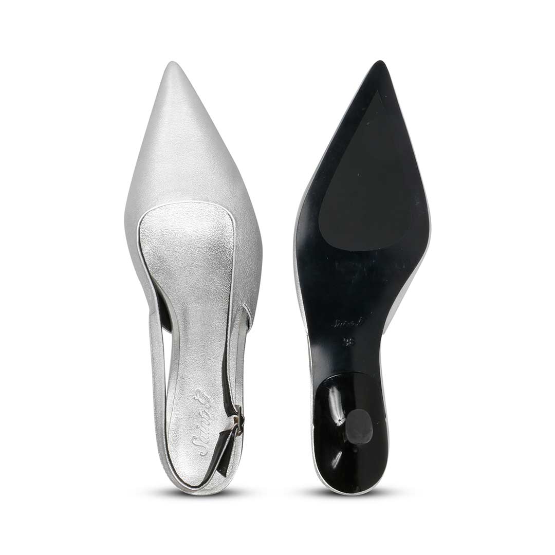 Saint Zelena Metallic Silver Leather Pumps - Image 4