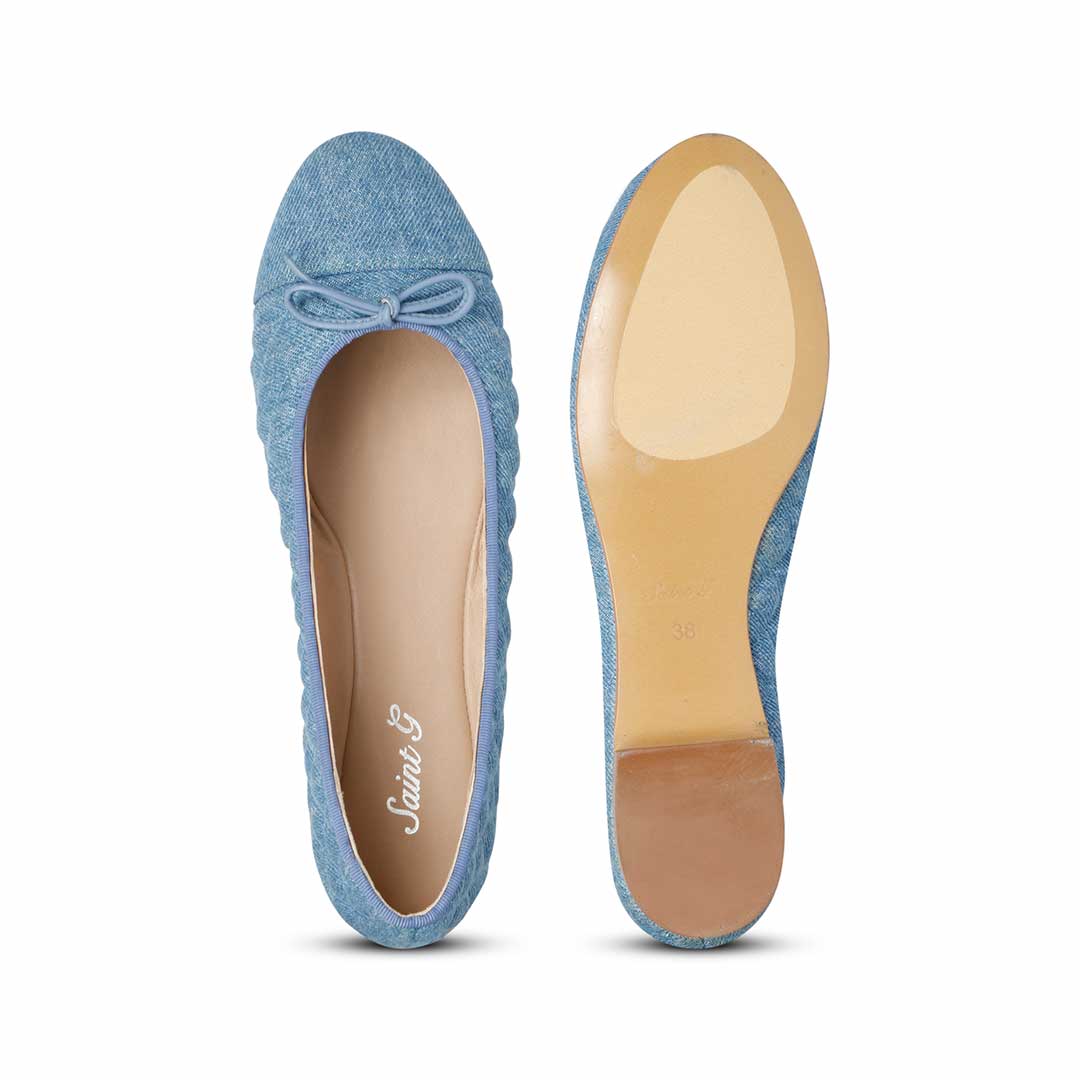 Saint Zinnia Denim Handcrafted Leather Pumps - Image 6