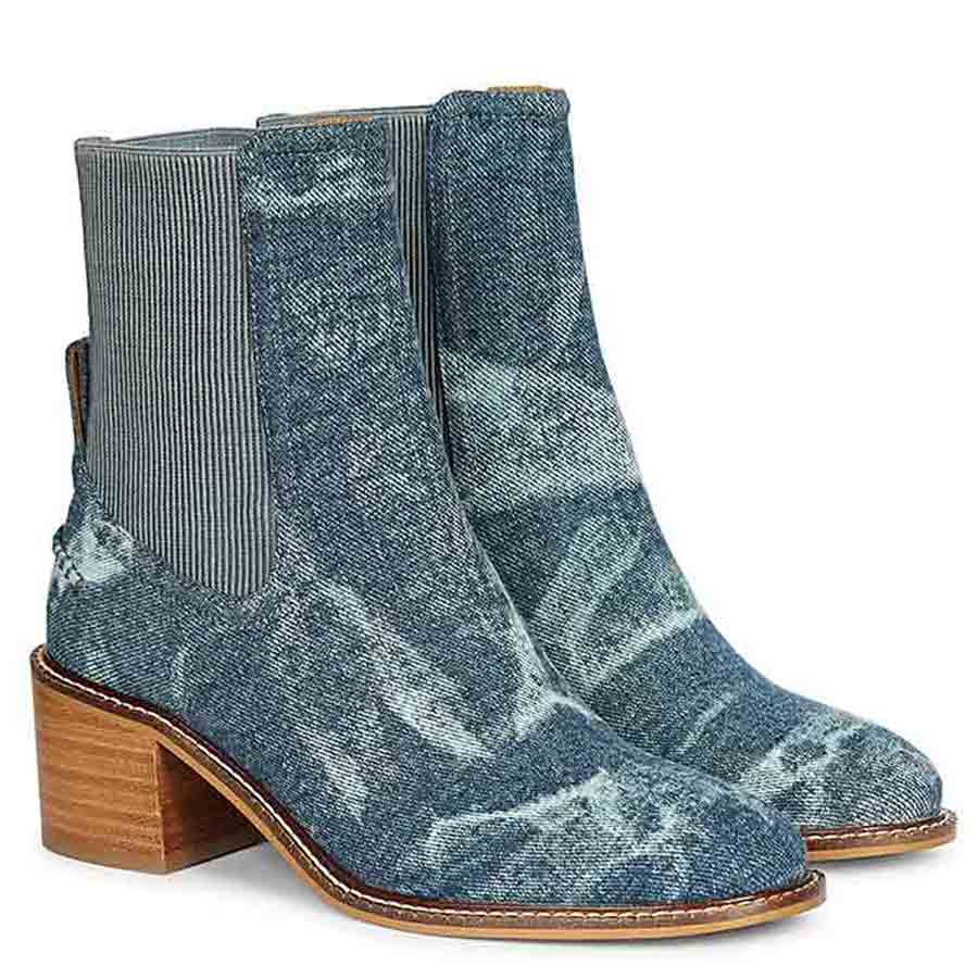 Saint Zoie Blue Washed Denim High Ankle Chelsea Boots - Image 2