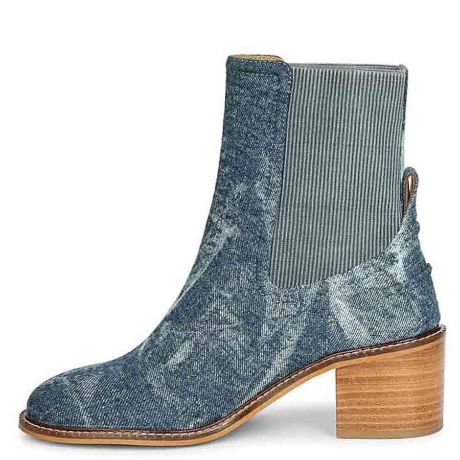 Saint Zoie Blue Washed Denim High Ankle Chelsea Boots - Image 3