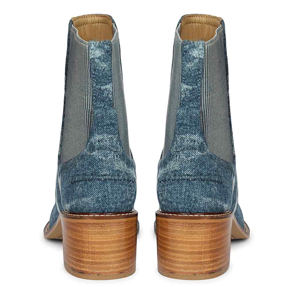 Saint Zoie Blue Washed Denim High Ankle Chelsea Boots - Image 4