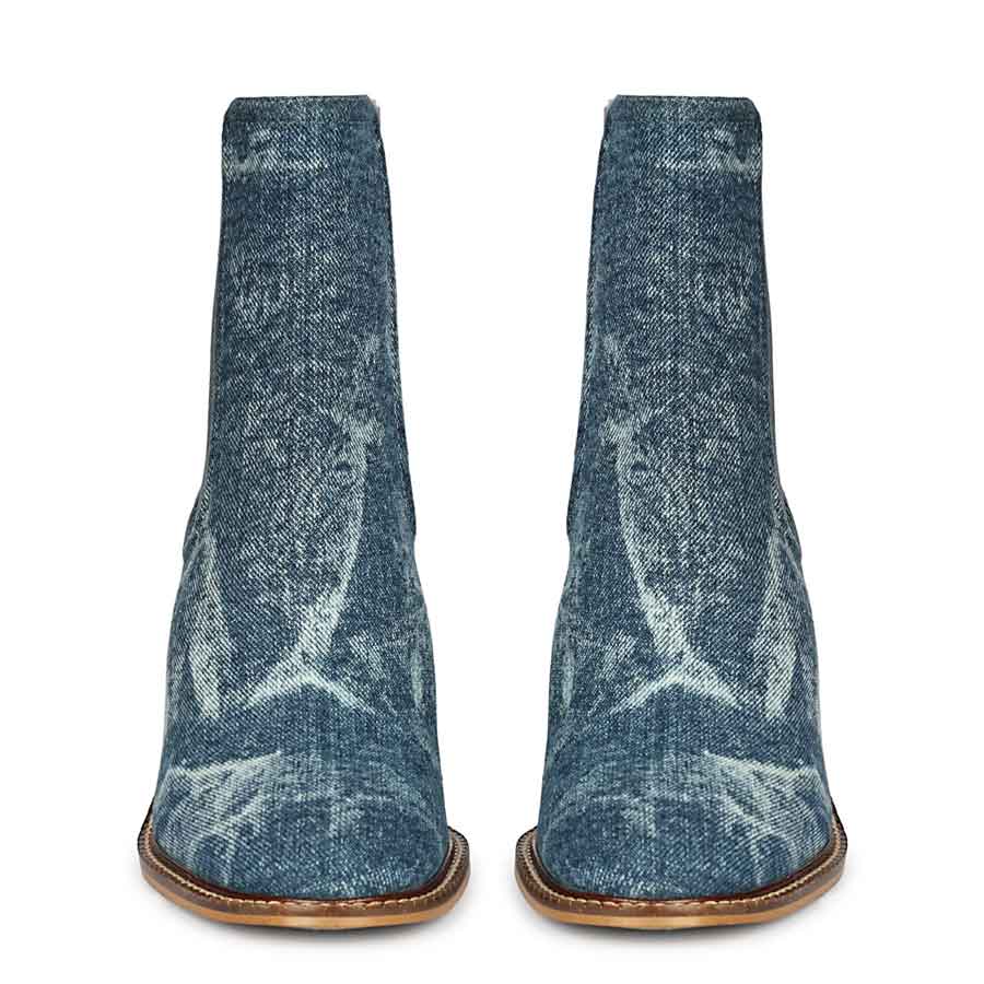 Saint Zoie Blue Washed Denim High Ankle Chelsea Boots - Image 5