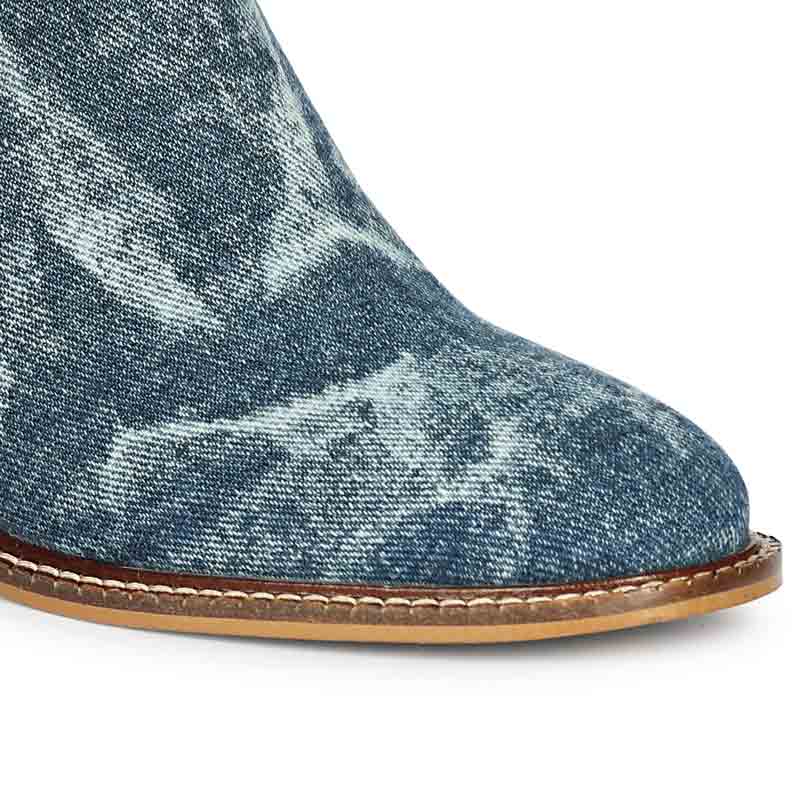 Saint Zoie Blue Washed Denim High Ankle Chelsea Boots - Image 7