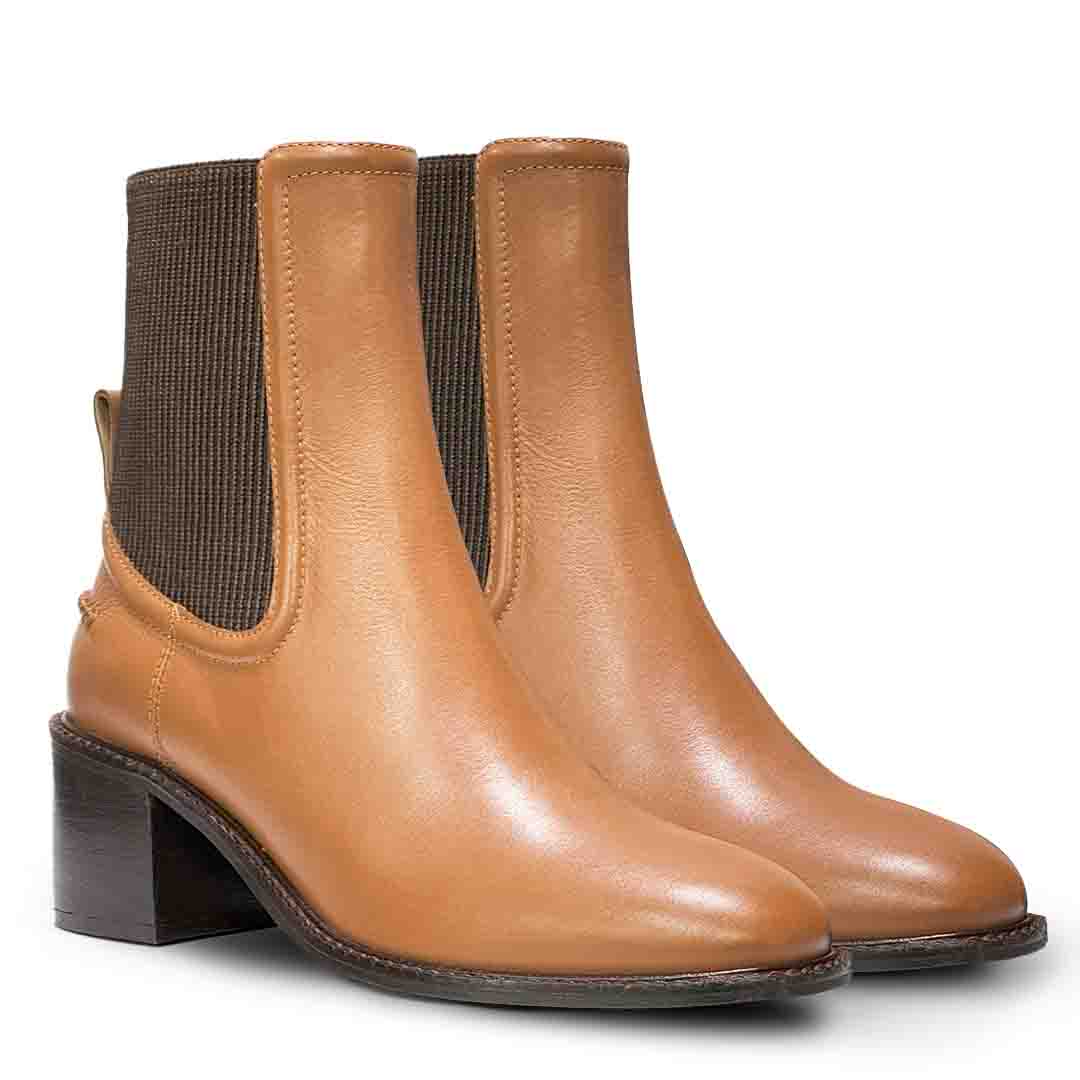 Saint Zoie Camel High Ankle Leather Chelsea Boots - Image 2