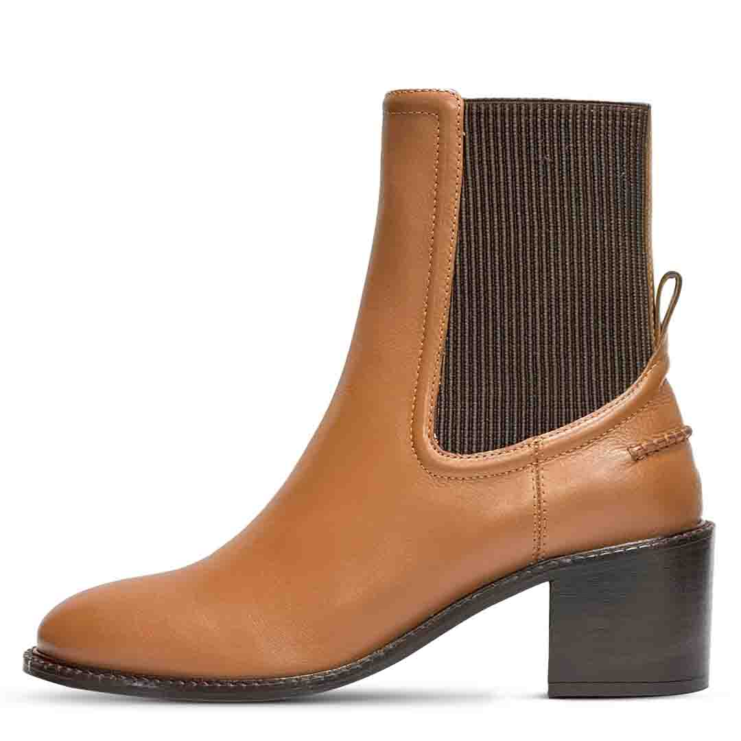 Saint Zoie Camel High Ankle Leather Chelsea Boots - Image 3