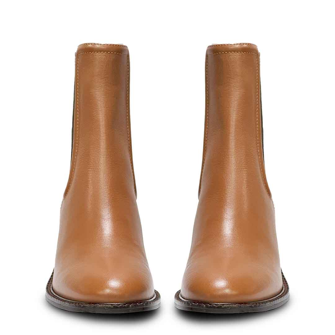 Saint Zoie Camel High Ankle Leather Chelsea Boots - Image 4