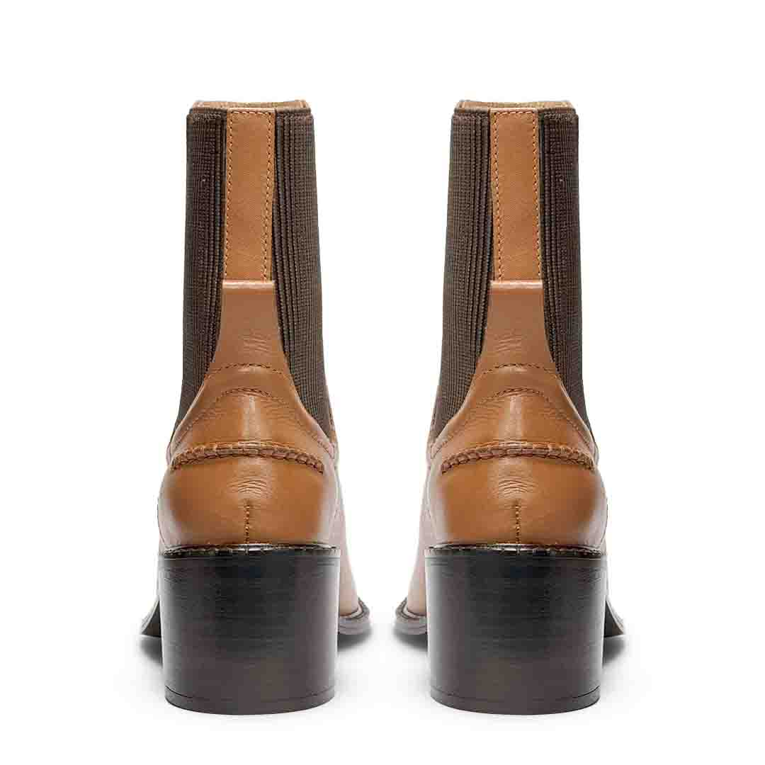 Saint Zoie Camel High Ankle Leather Chelsea Boots - Image 5