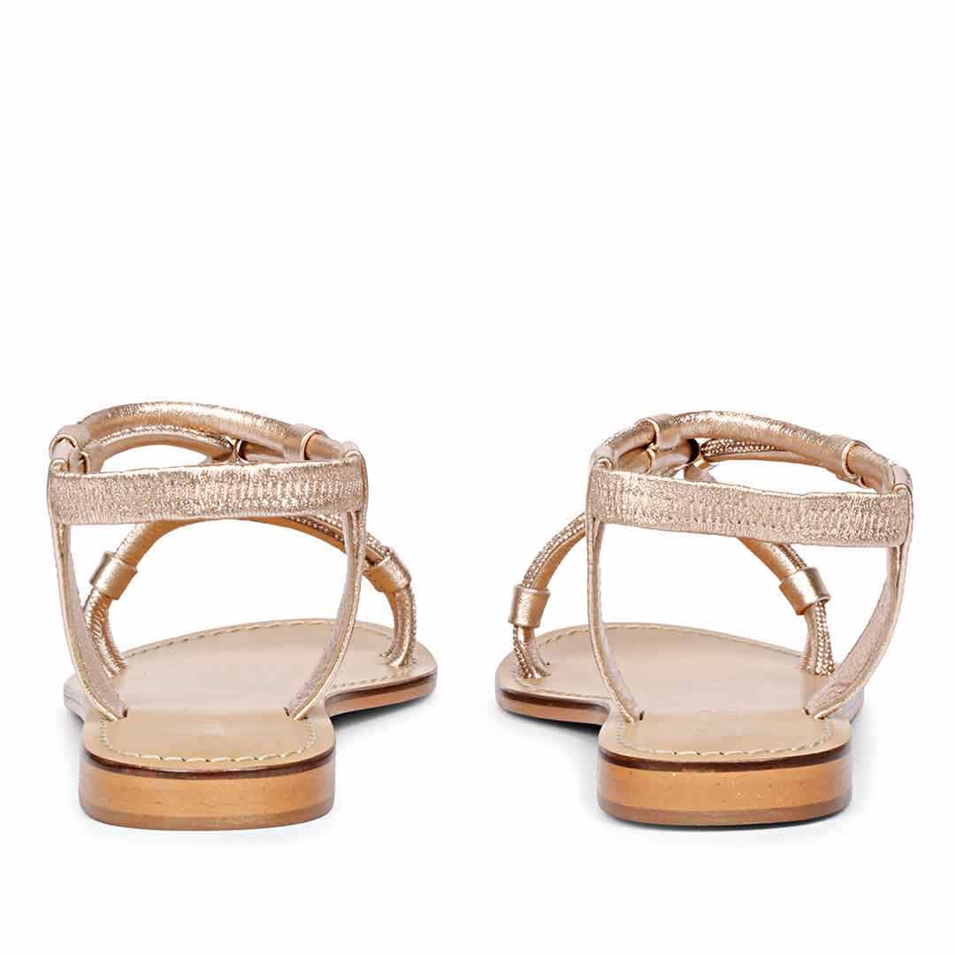 Saint Andrea Crystal Cord Rose Gold Leather Flat Sandals - Image 6