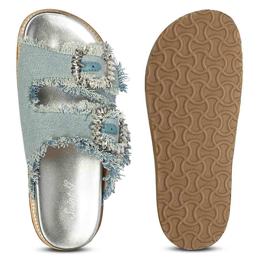 SaintG Blue Denim Footbed Sandals - Image 6